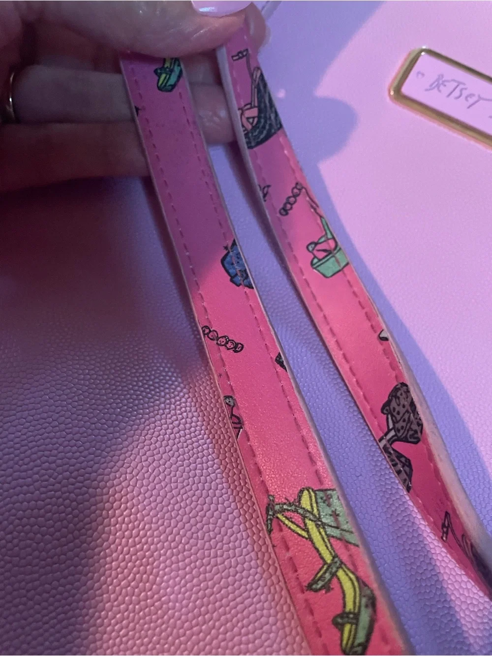 Betsey Johnson Faux Leather Tote and Matching Shoe Print Wristlet (Set)